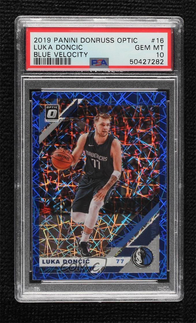 2019 Panini Donruss Optic Blue Velocity Prizm Luka Doncic #16 PSA 10 GEM MT 2l4