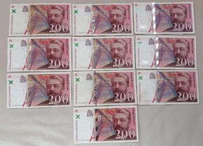 Lot Billet Français 200 Francs Effeil 1996 Lot De 10 Billets  - Photo 1/2