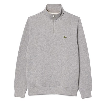 Lacoste Zip-Up High Neck Interlock Sweatshirt Light Heathered Grey