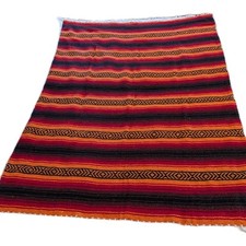 Mexican Sarape Blanket,Orange,Red Black Chevron Design With Stripes Graphic...