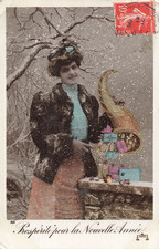 CP PROSPERITY WOMAN ELEGANT HORN OF PLENTY PIECES SNOW GIFTS - 47048