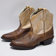 Laredo 51016 Brown Leather Western Ankle Boot Bootie Women Size 8M Minimal Wear