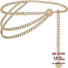 Women's Waist Chain Belt - Multilayer Body - 110.0 Centimeters Gold