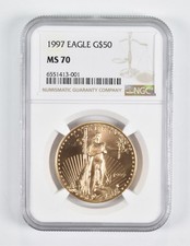MS70 1997 $50 American Gold Eagle 1 Oz. .999 Fine Gold NGC *1726 4095.95 per troy oz