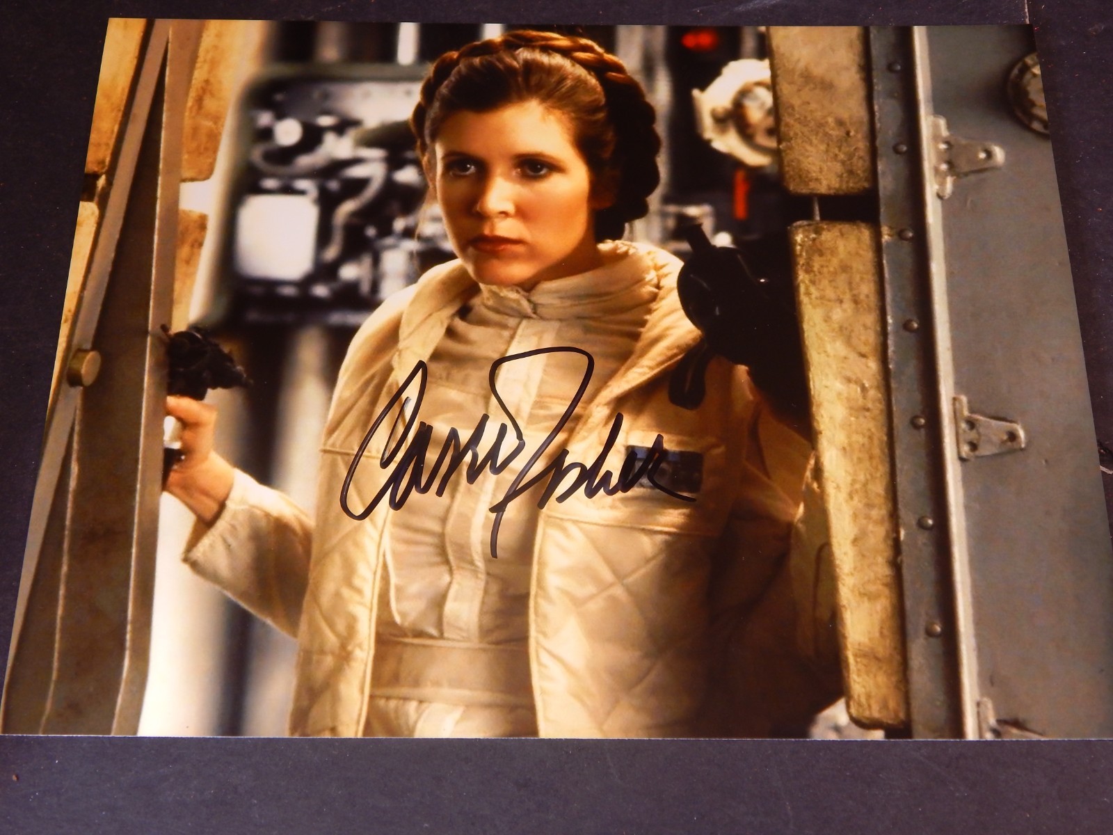 Original signed star wars princess leia auto photo carrie fisher 8x10 coa 2016