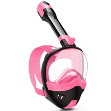 Full Face Snorkel Mask, Snorkeling Gear for Adults Large-X-Large, Black Pink