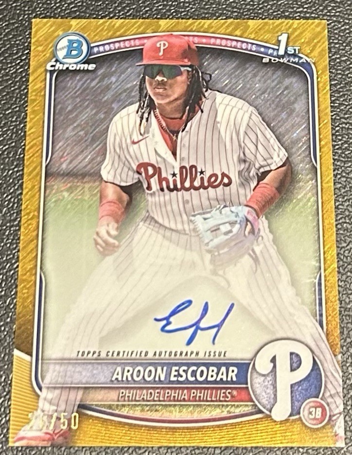 AROON ESCOBAR 2025 Bowman Chrome Gold Shimmer Refractor 1st Auto /50 Phillies