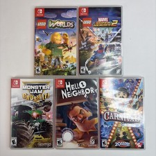 5 Nintendo switch game lot: Lego Worlds Marvel Heroes Carnival Neighbor Monster