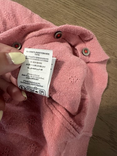Mini Boden Girls Pink Button Cardigan Sweater Light Pink Cotton Cashmere 8-9Y - Picture 7 of 8