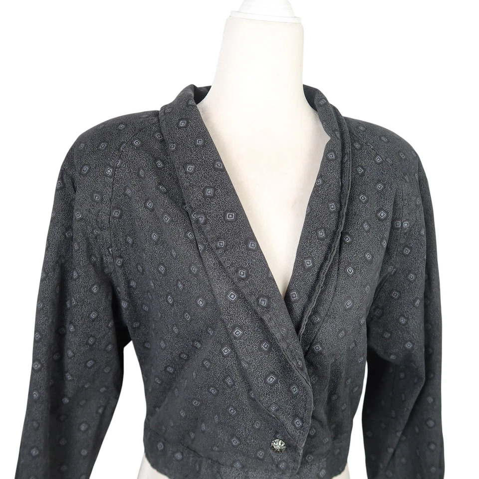 Chaqueta Blazer Vintage Años 80 A. Byer Gris Oscuro Estampado Geométrico Crop L Foto 2 de 4