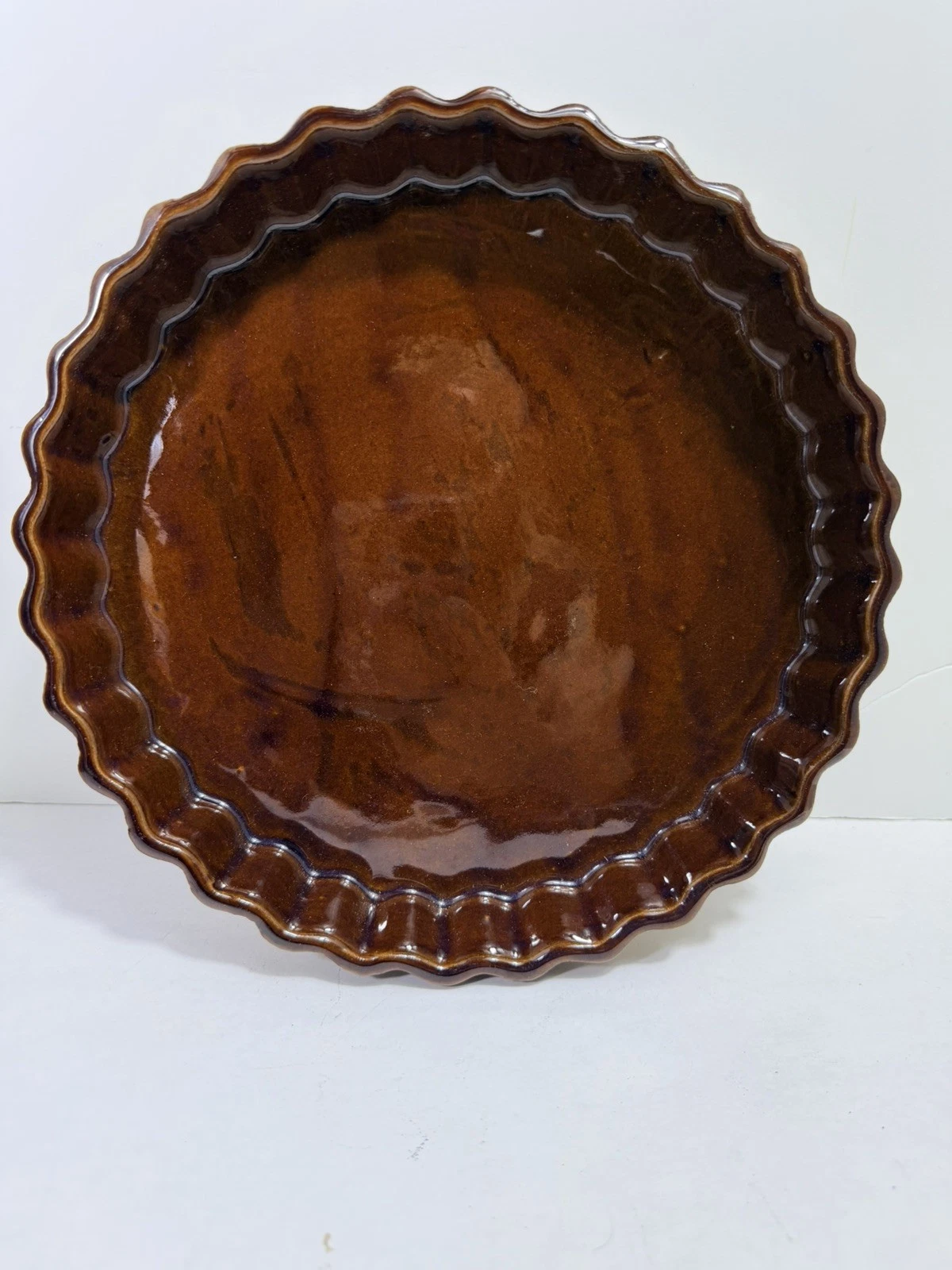 Potpourri Press Quiche Vintage Pan Pie Plate Scallop Edge Earthenware w Box