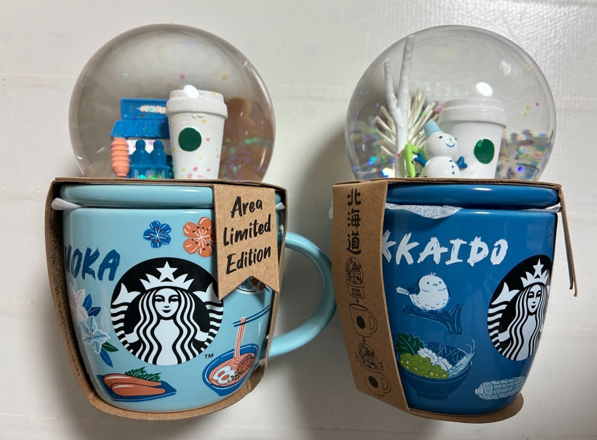 Starbucks mug 3oz 3点セット Hokkaido Fukuoka Japan Set 2 Snow Globe Starbucks coffee Cup Mug