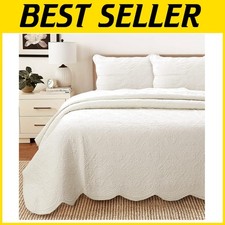 Luxurious Lightweight Cotton Matelasse Quilt - Ivory Oversized King Bedding Set