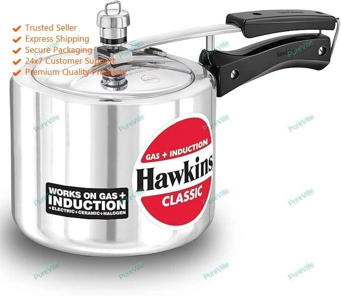 Hawkins Aluminium 3 Litre Classic Pressure Cooker,Induction Inner Lid Cooker,Tal