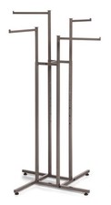 SSWBasics 4-Way Clothing Display Rack, Raw Steel, Straight Arms