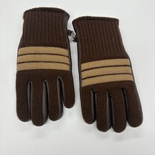 Brown Faux Leather/Wool Gloves Size Large
