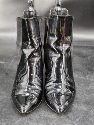Gucci Shiny Leather Ankle Boots Style 324194 Women's Size 38