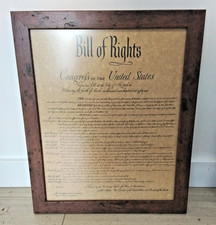 Framed Bill of Rights Replica Print US Constitution Historical Decor 14.5x17.5