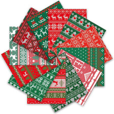 12Pcs Christmas Cotton Fabric Bundles 18 X 22 Inch Sweaters Textures Fat Quarter