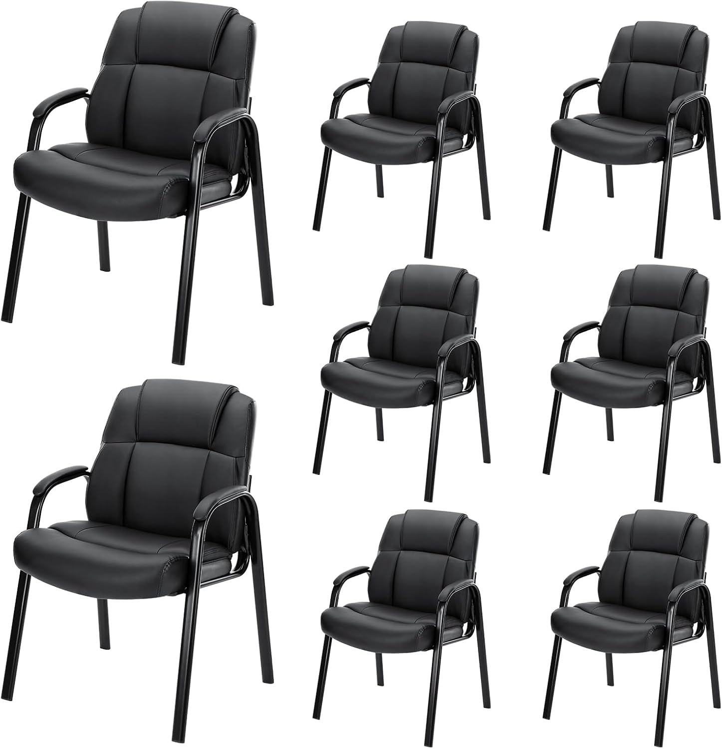 Office Waiting Room Chairs Set of 8, Stationary Side Guest Chair