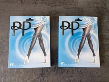 2 x Pretty Polly Charming Over The Knee Black Stockings Tights One Size Socks
