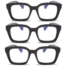 Blue Light Blocking Reading Glasses for Women 1.5 Men Oversized 3 Pack Black ...