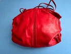 Vintage 1980s Sharif Vibrant Soft Red Leather Shoulder Bag 8 x 7 x 2" USA