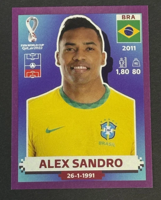 2022 Panini FIFA World Cup Brazil Alex Sandro Sticker Purple Border SP