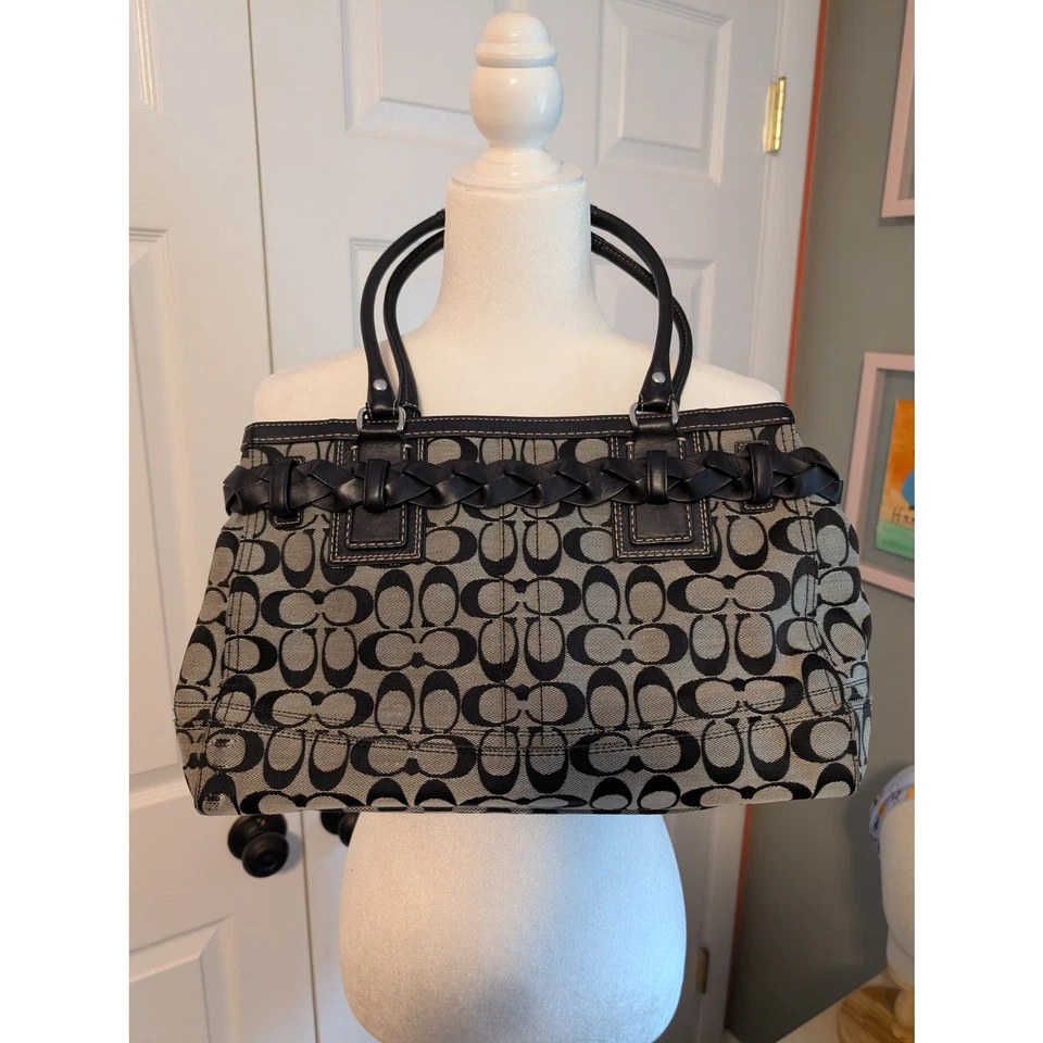 Auténtico bolso de mano Coach Hampton de lona gris Foto 2 de 4