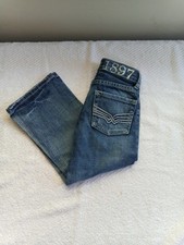 1897 Youth Boys Size 4 Zip Up Five Pocket Distressed Medium Wash Bootcut Jeans