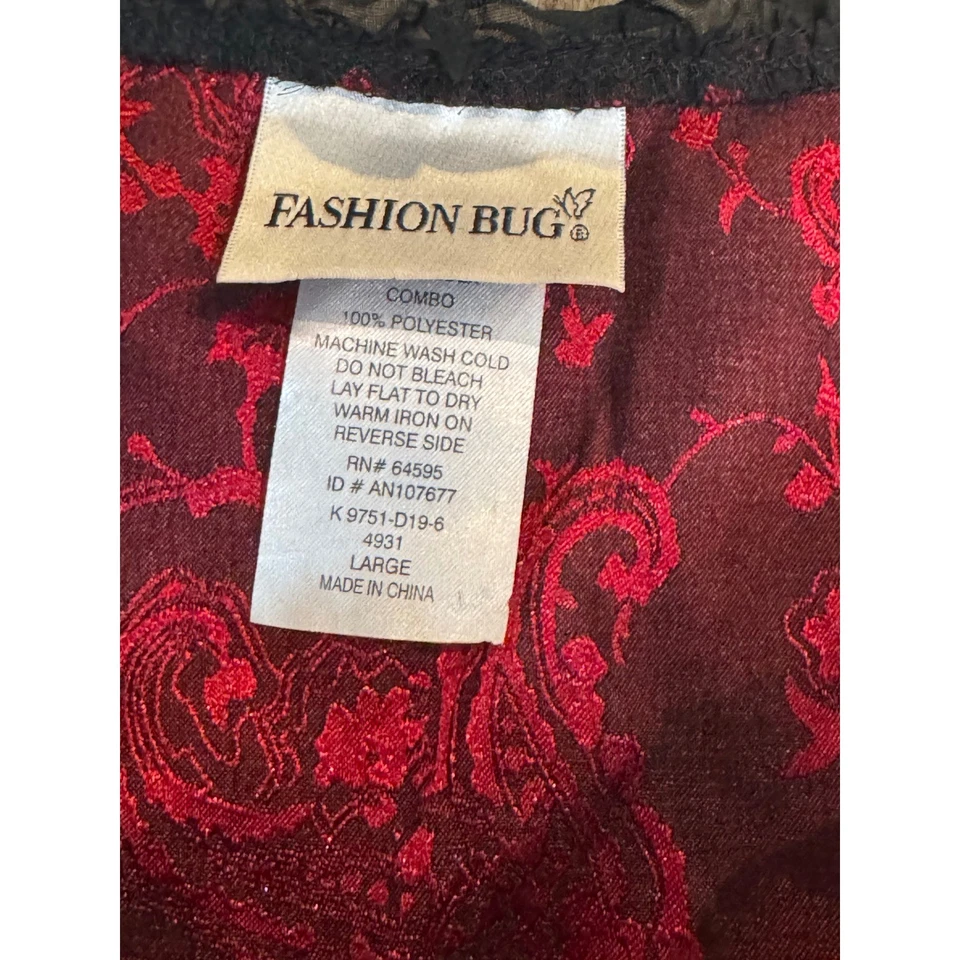 Camiseta sin mangas grande Y2K años 2000 Fashion Bug roja y negra gótica con ribete de encaje Foto 2 de 4