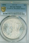 TOP 100 1896 PCGS MS65 GEM Morgan silver dollar - VAM 4 "Doubled stars" - RARE!