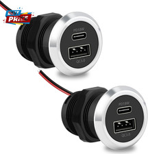 RV USB Outlet 12V Wall Mount, Dual USB Quick Charge 3.0 Port PD USB C Charger,