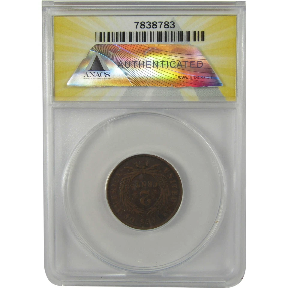 1868 Two Cent Piece F 12 ANACS 2c Coin SKU:I22219 - Image 2 of 4