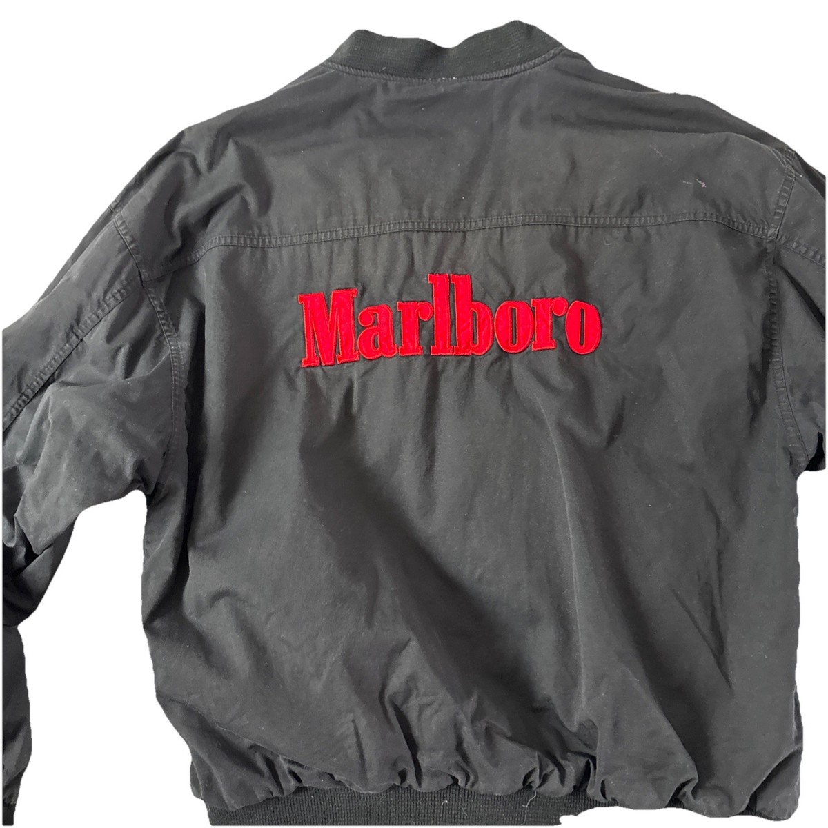 VTG 90s Marlboro Reversible Workwear Bomber Jacket Black Red Men's