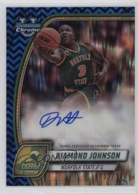 2024-25 Bowman U Chrome Black & Blue Stealth Refractor Diamond Johnson Auto 3hd