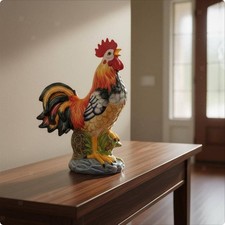 Hahnfigur aus Porzellan dekorativ hahndekofigur detailreich f&uuml;r Weinschrank
