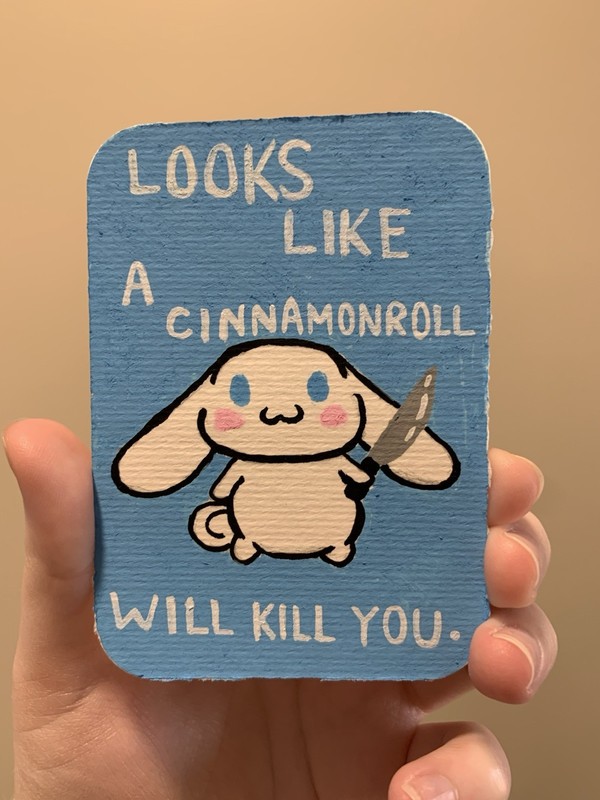 ACEO original, Cinnamonroll Sanrio portrait, 2.5 x 3.5 in acrylic painting 