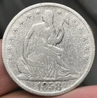 1858-O 50C Seated Liberty Half Dollar VG Details Cleaned