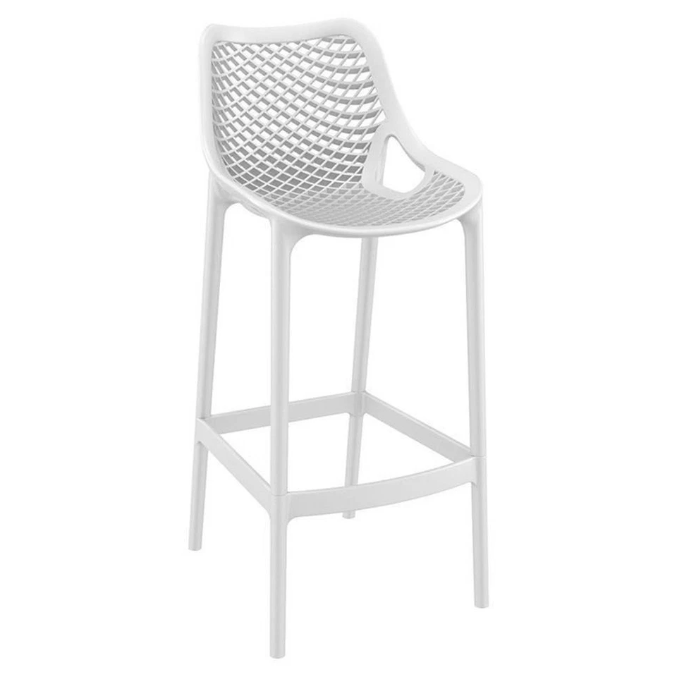 Home Square Polypropylene Patio Bar Stool in White - Set of 2 - Image 2 of 4