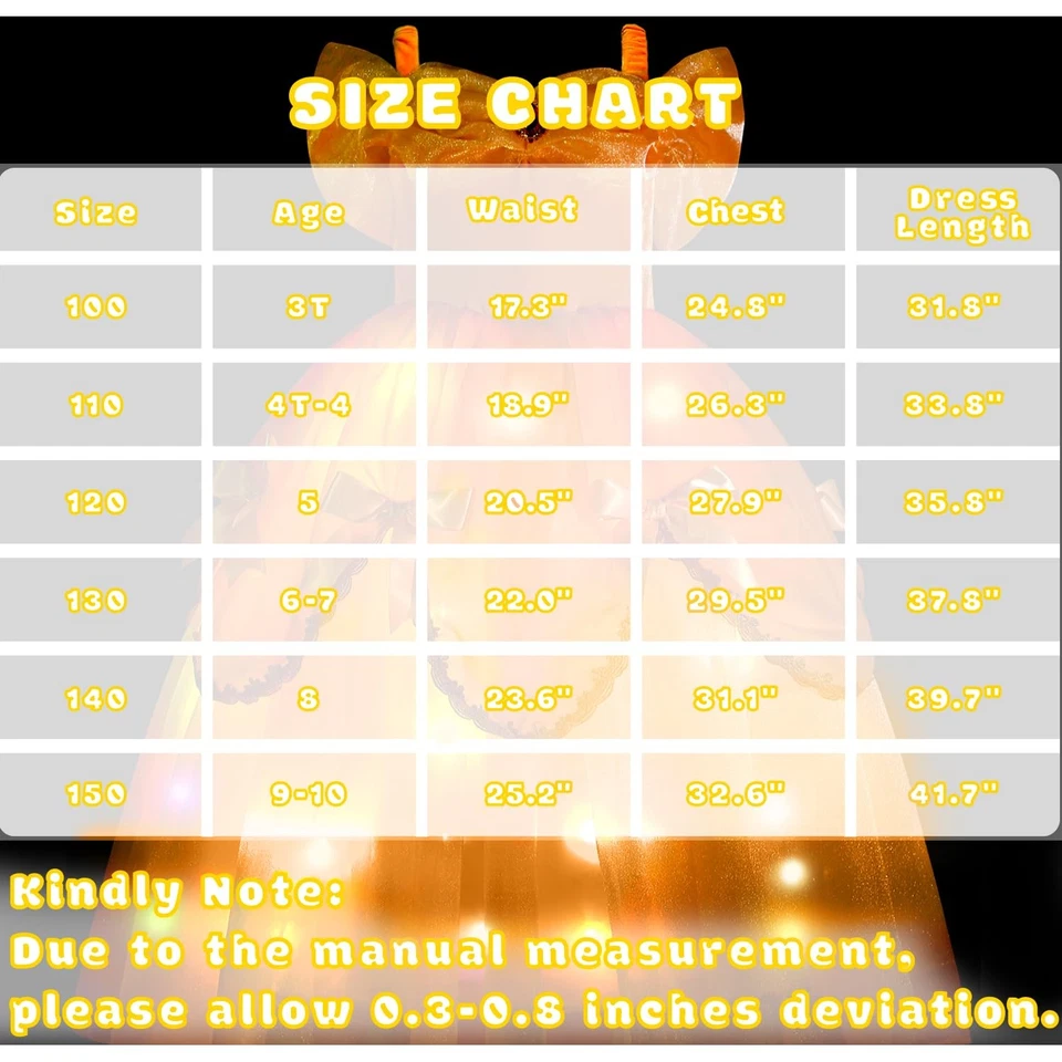 Vestido de princesa iluminado para niñas - Amarillo Halloween Juegos con disfraces Fiesta de cumpleaños Foto 4 de 4