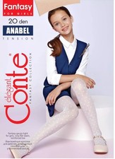 Conte ANABEL Girls Tights   Natural Sheer with Fancy Hearts Pattern 128-152   