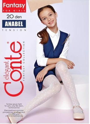 Conte ANABEL Girls Tights   Natural Sheer with Fancy Hearts Pattern (128-152см)
