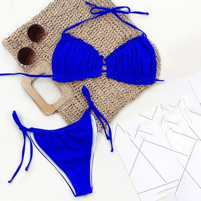 Umweltfreundliches Bikini-Set zum Binden für Damen in vier leuchtenden Farben e