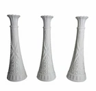 Milk Glass White Bud Vases Stars & Bars 9" Lot of 3 Wedding Flowers Vintage