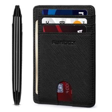 Slim Minimalist Front Pocket RFID Blocking Leather Wallets for Men and Women ...