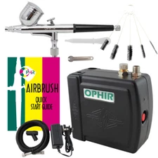OPHIR Airbrush Air Compressor Kit  Air Brush Set w Cleaning Brush f Hobby Model