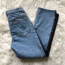   BDG LIGHT WASH FAUX LEATHER HIGH WAISTED JEANS