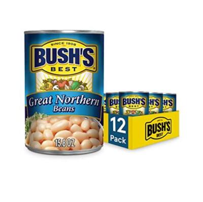 BUSH'S BEST 15.8 oz Canned Great Northern Beans, Source of Plant Based Protein 