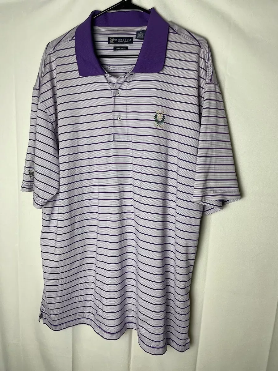 Oxford Golf Peachtree Golf Club Atlanta Men s Polo Shirt Purple White Size XL